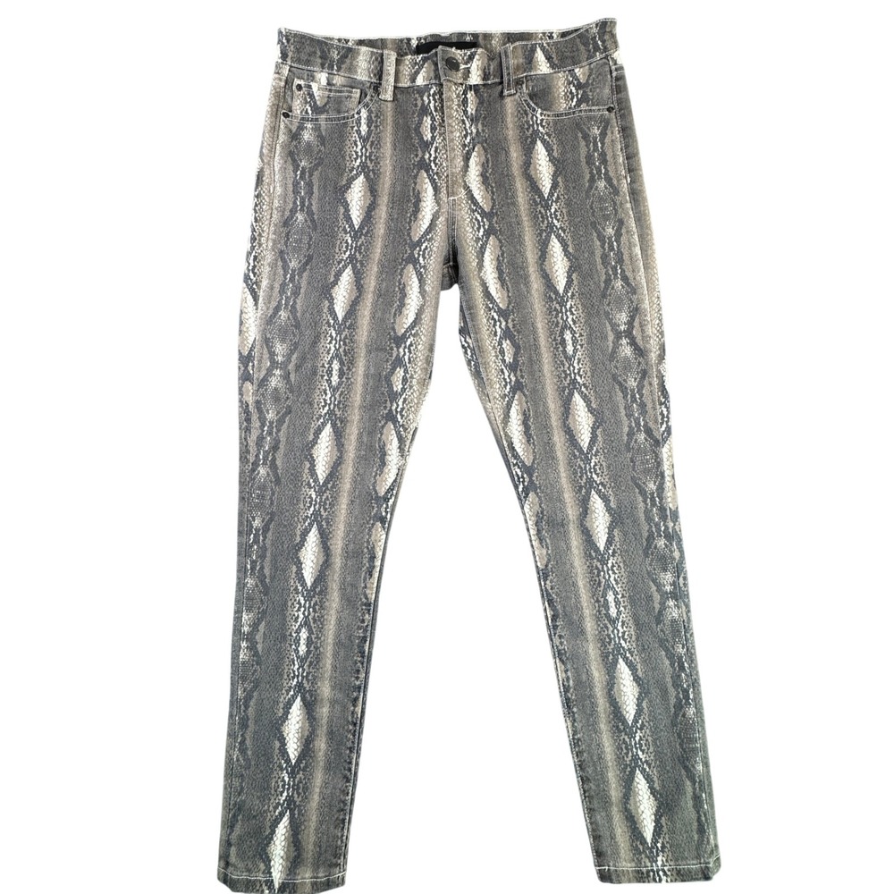Joe's Jeans The Icon Mid Rise Skinny Snakeskin Print Jeans 30 Grey Tan